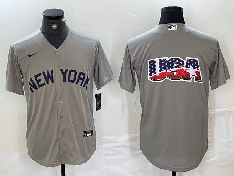 Mens New York Yankees Blank 2021 Grey Field of Dreams Cool Base Stitched Baseball Jerseys